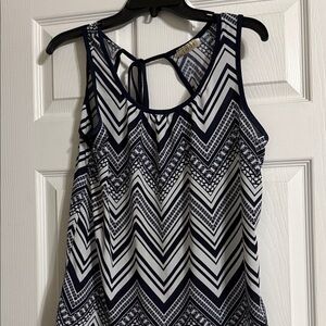 Lavish Navy and White Chevron Tank Top